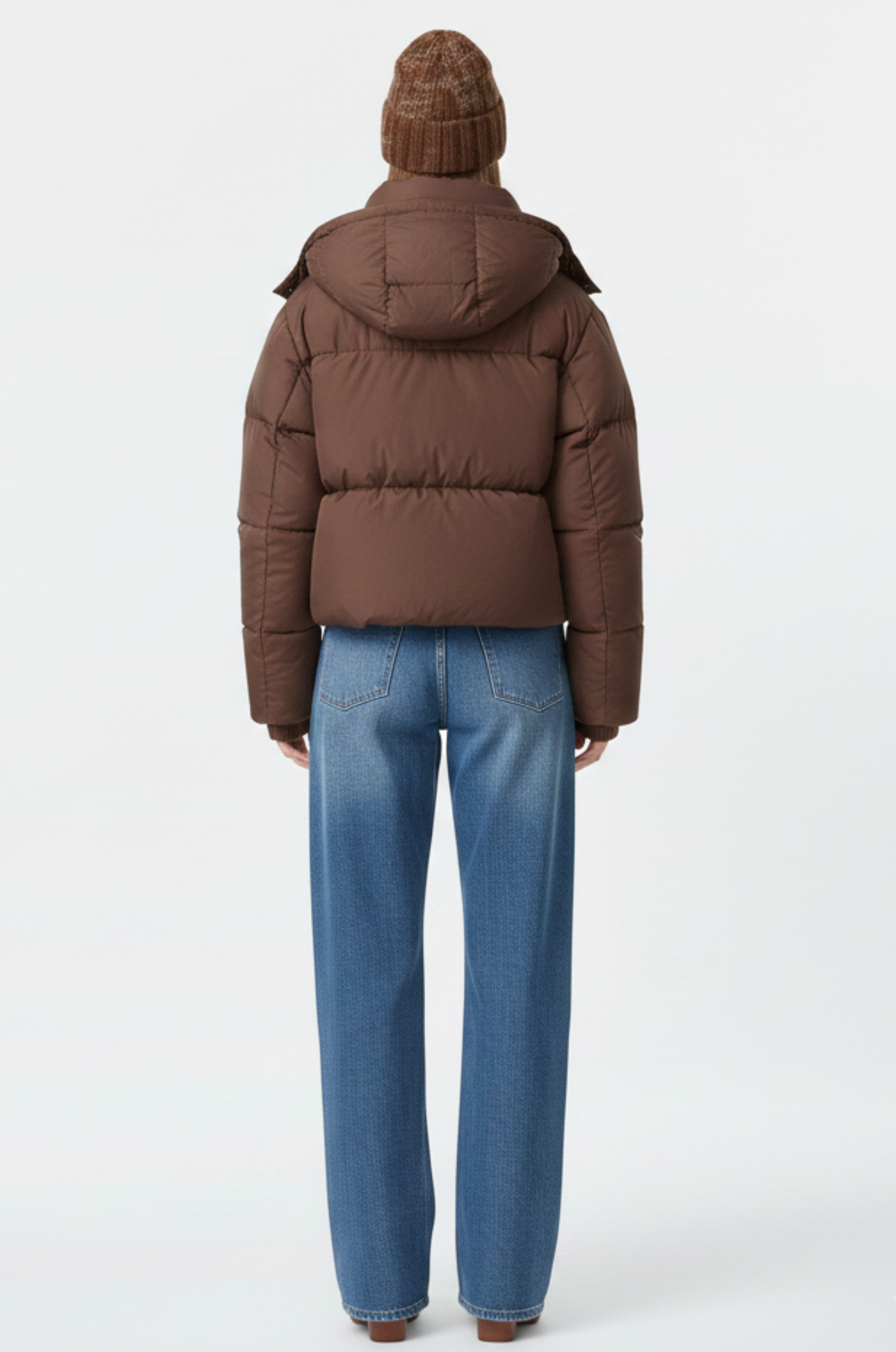 Bruine Korte Winterjas Dames