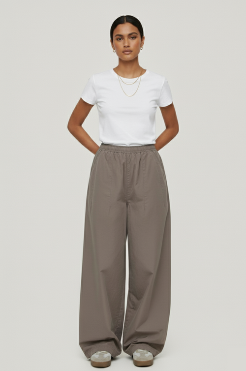 Dames cargo broek – high-waist, wide-leg