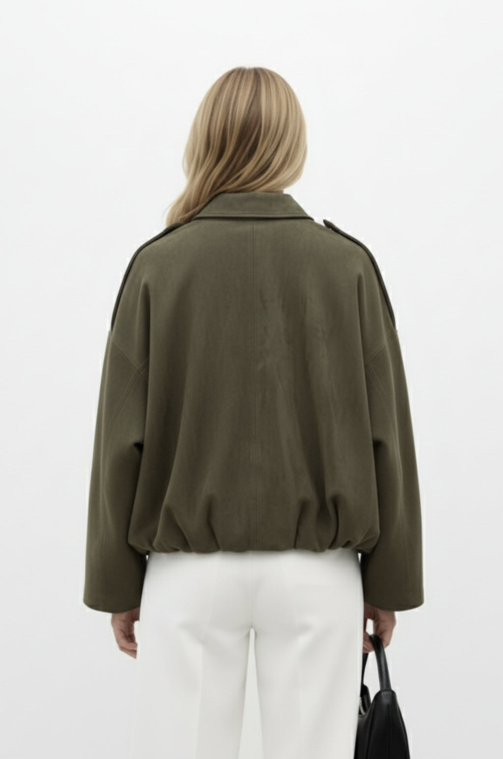 Dames faux-suède jas – boxy fit