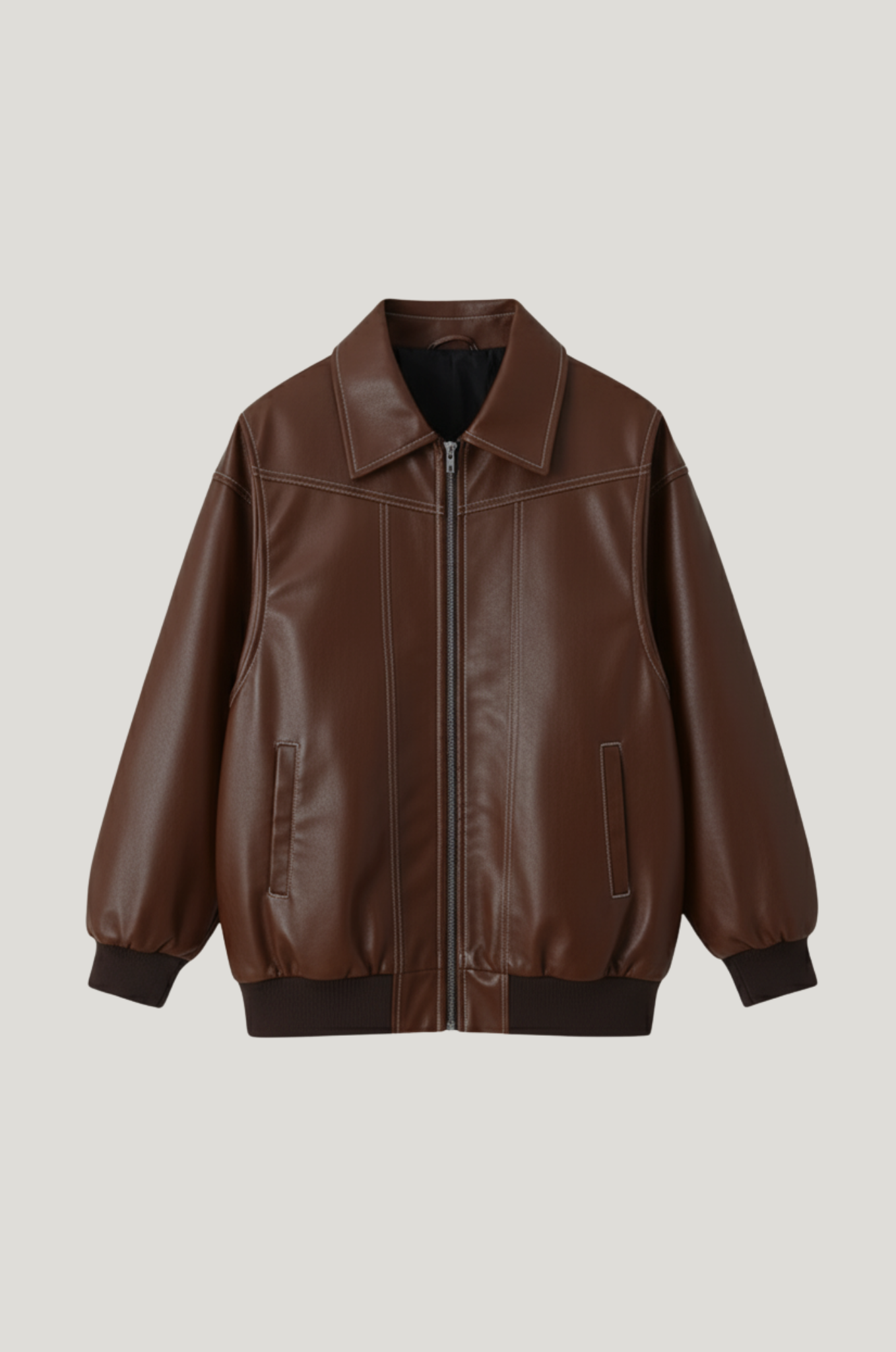 Dames leren bikerjas – stevig 90s minimal