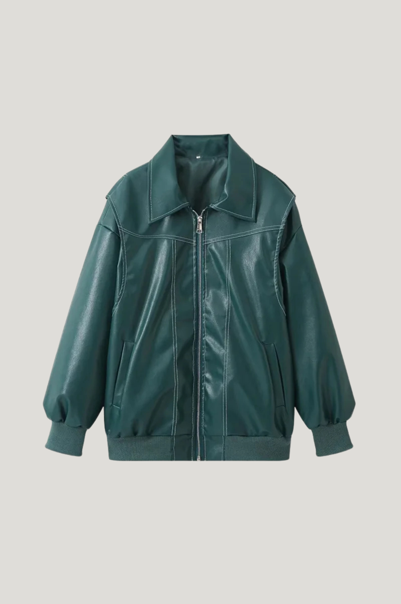 Dames leren bikerjas – stevig 90s minimal