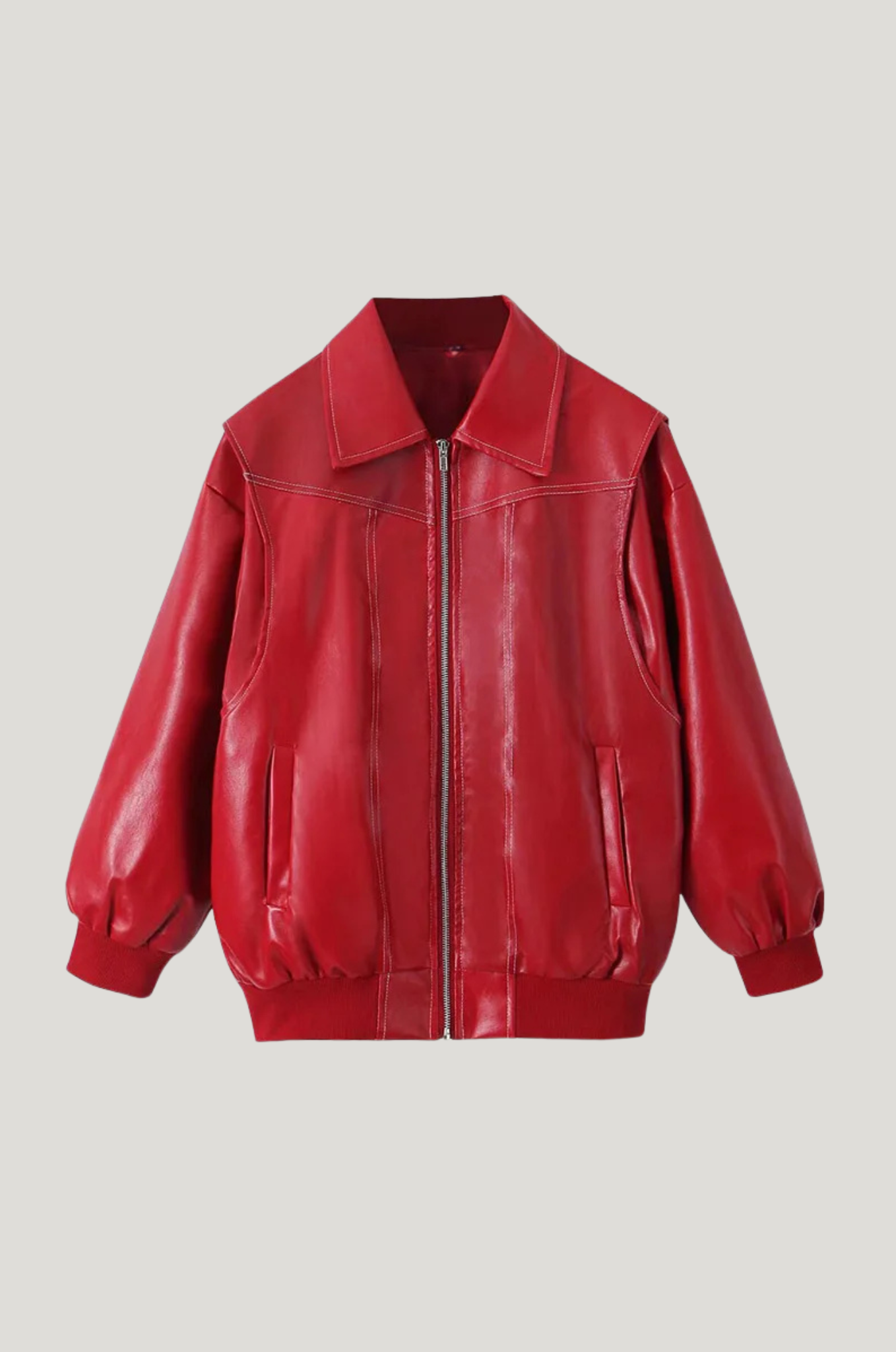 Dames leren bikerjas – stevig 90s minimal