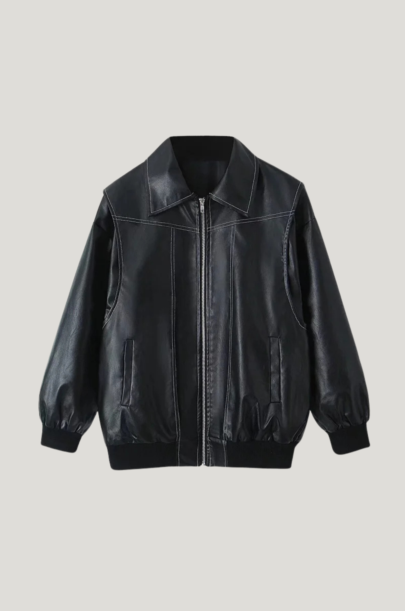 Dames leren bikerjas – stevig 90s minimal