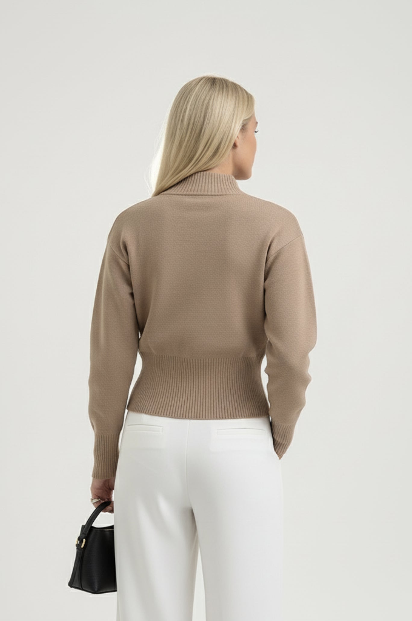 Dames gebreid vest – rits & opstaande kraag