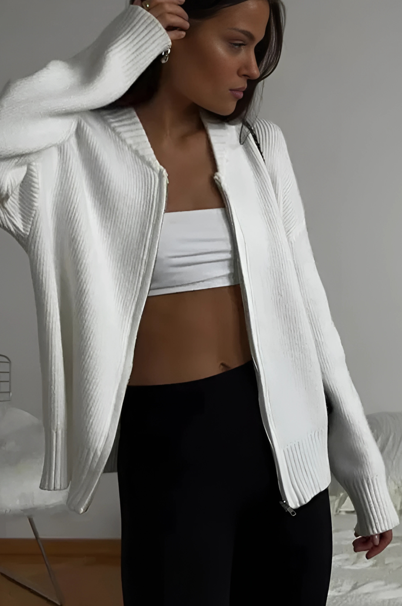 Gebreid vest dames – met rits, loose fit