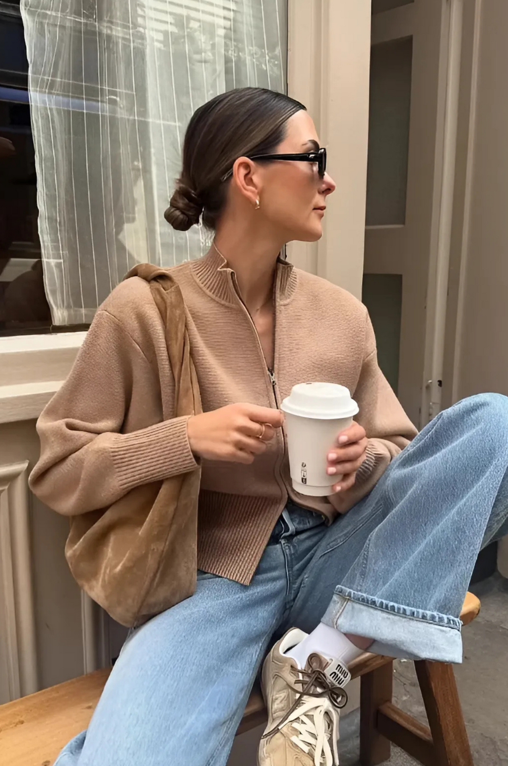 Dames gebreid vest – rits & opstaande kraag