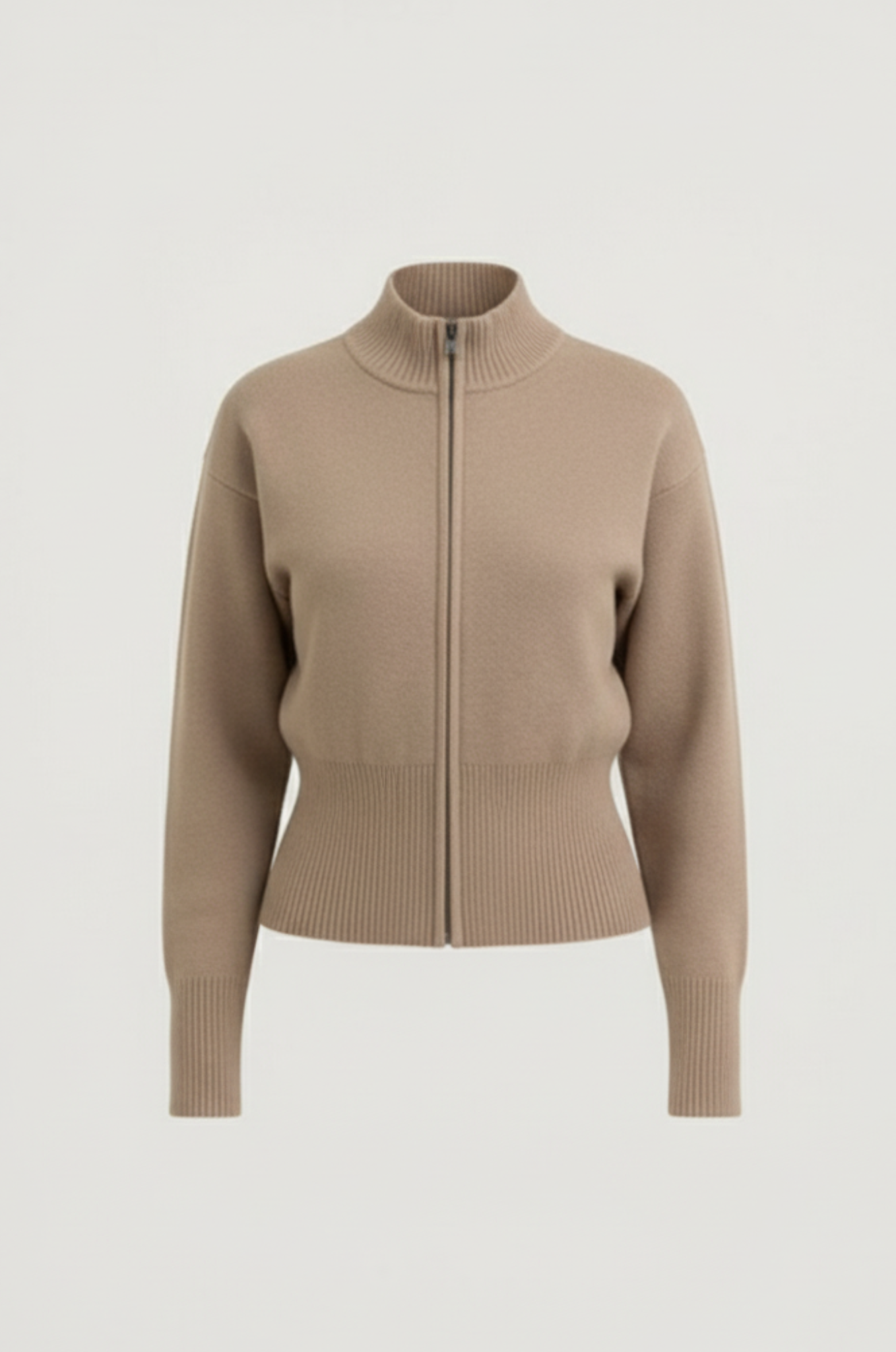 Dames gebreid vest – rits & opstaande kraag