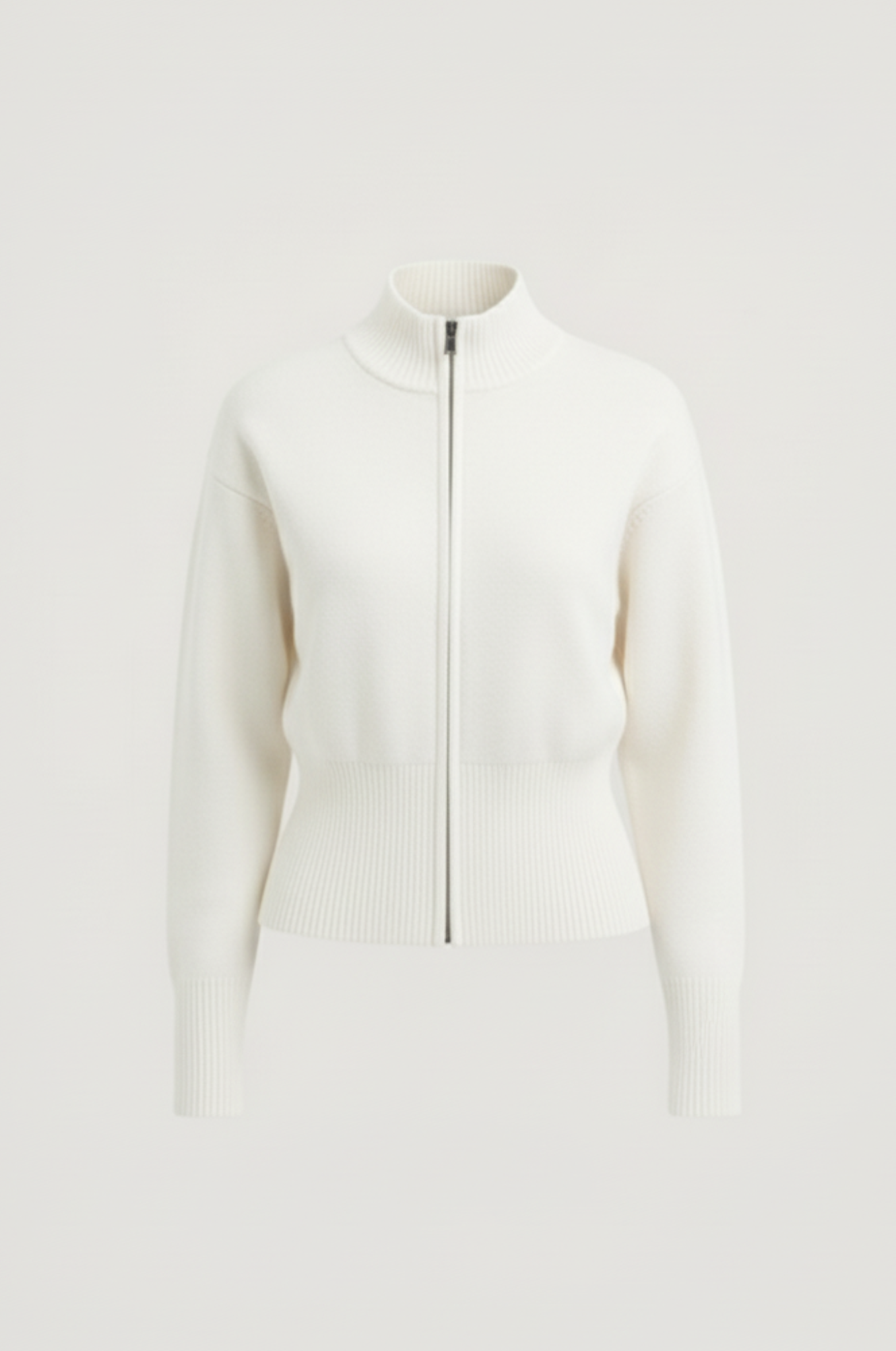 Dames gebreid vest – rits & opstaande kraag