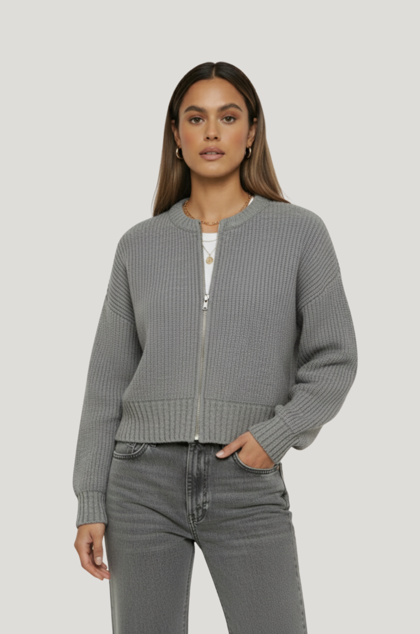 Gebreid vest dames – met rits, loose fit