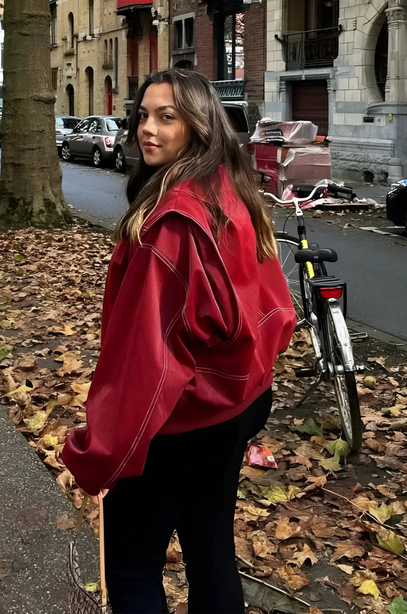 Dames leren bikerjas – stevig 90s minimal