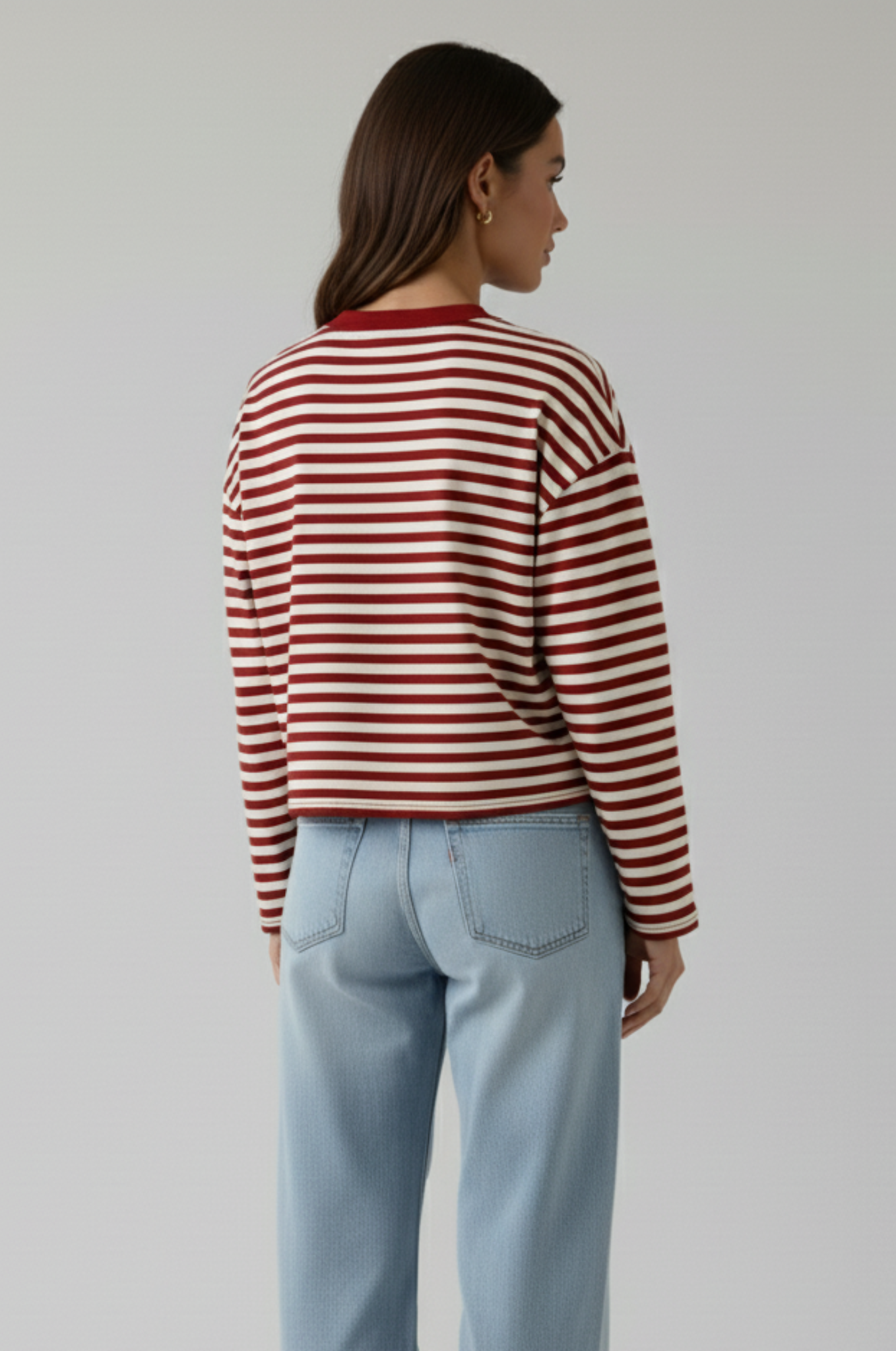 Gestreept longsleeve – loose fit, stretch