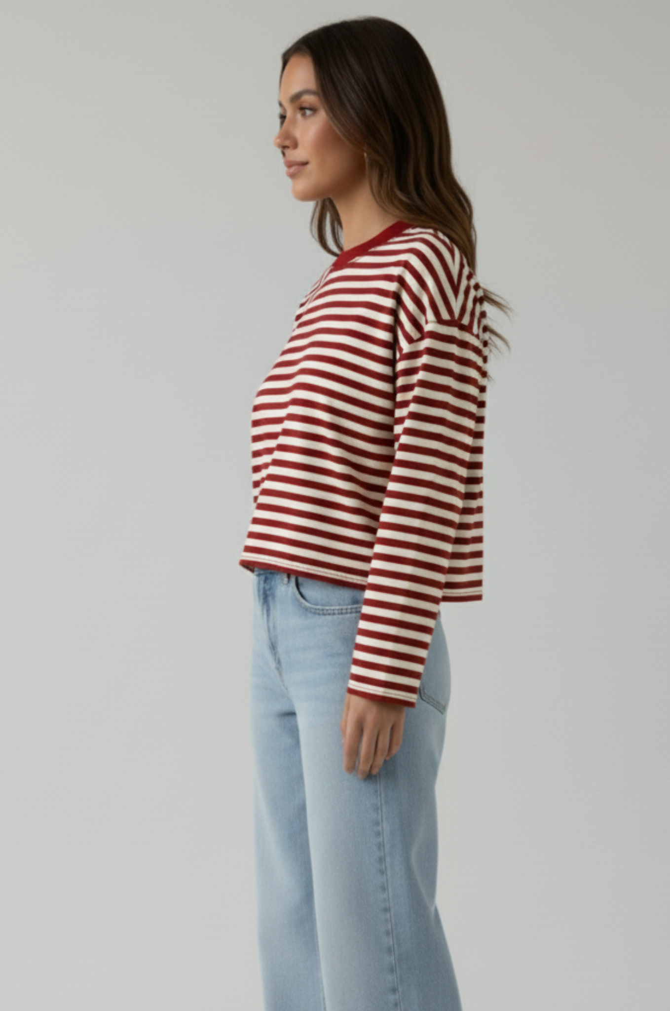 Gestreept longsleeve – loose fit, stretch