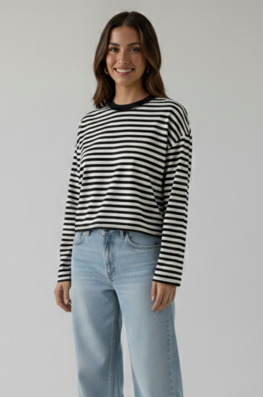 Gestreept longsleeve – loose fit, stretch