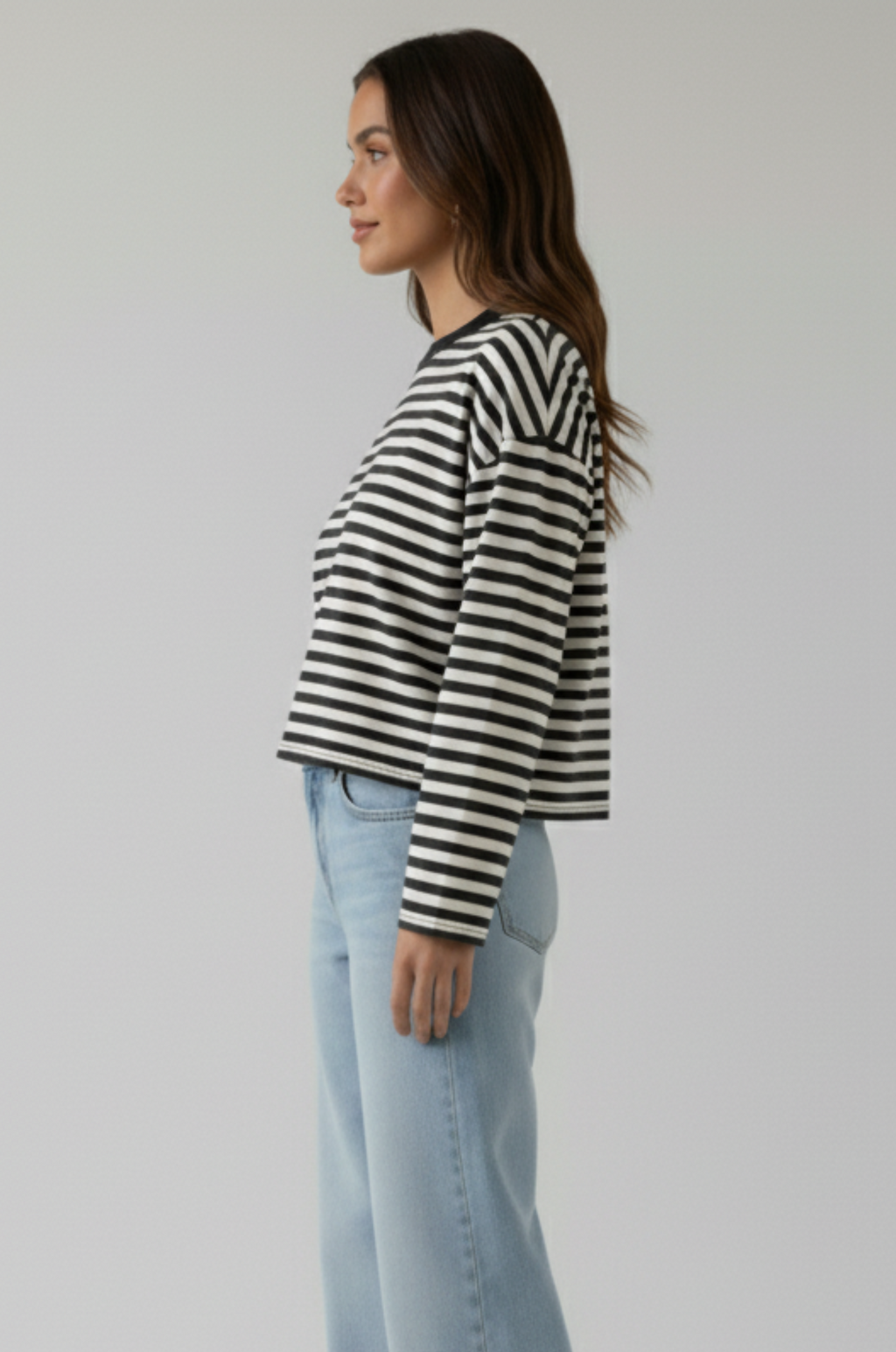 Gestreept longsleeve – loose fit, stretch