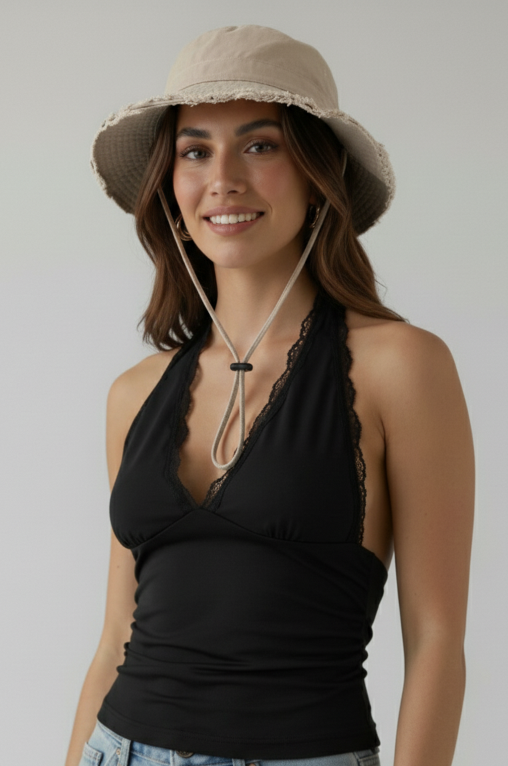 Gewassen katoenen vissershoed – kinband