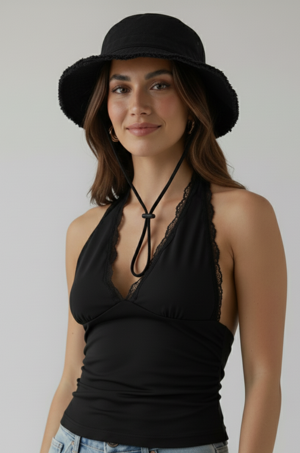 Gewassen katoenen vissershoed – kinband