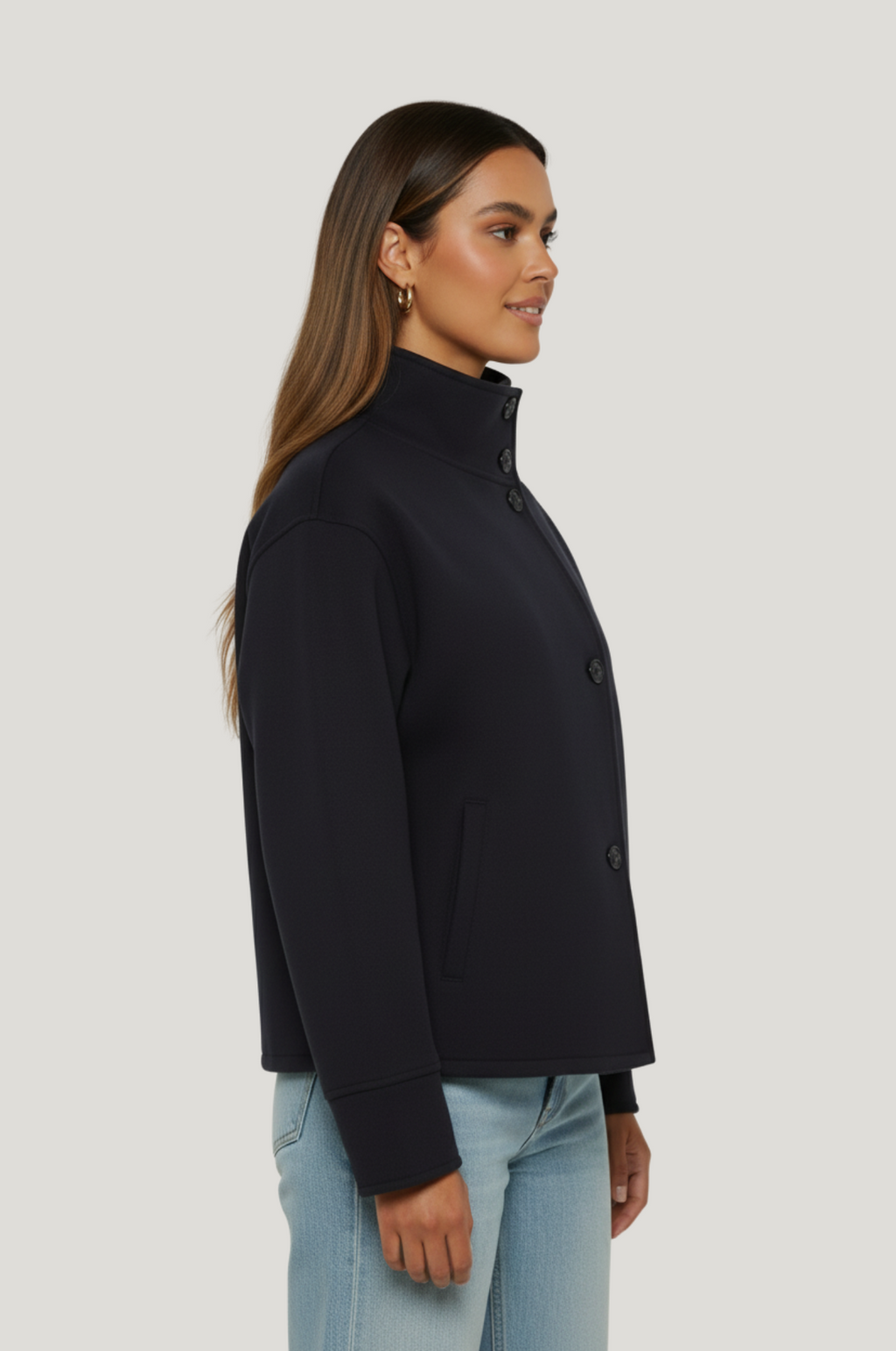 Korte damesmantel – wolmix, relaxed fit