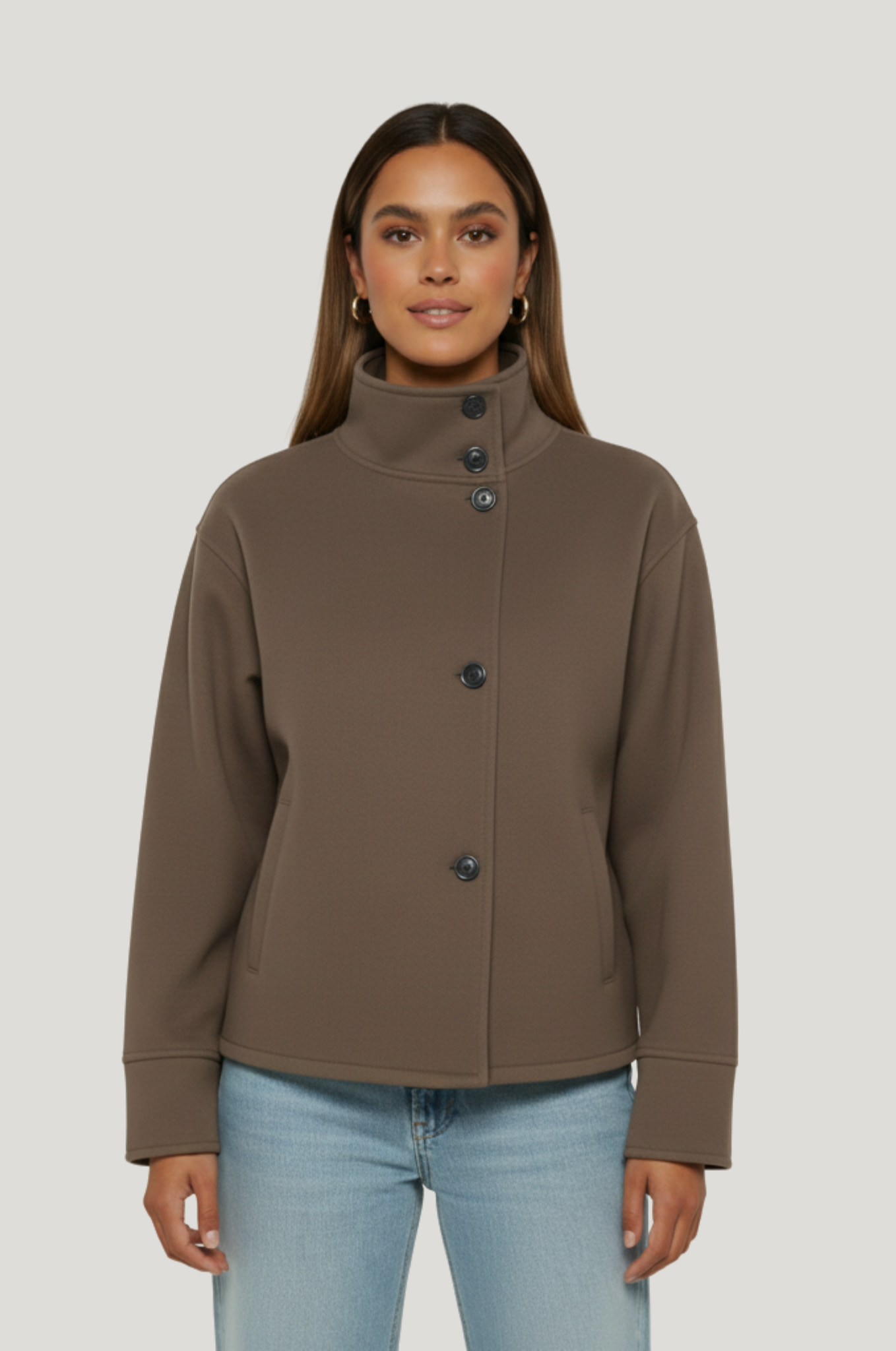 Korte damesmantel – wolmix, relaxed fit