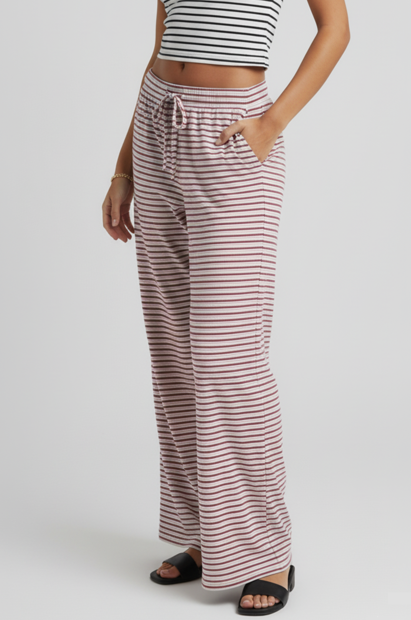 Lage taille wijde broek – gestreept & comfy