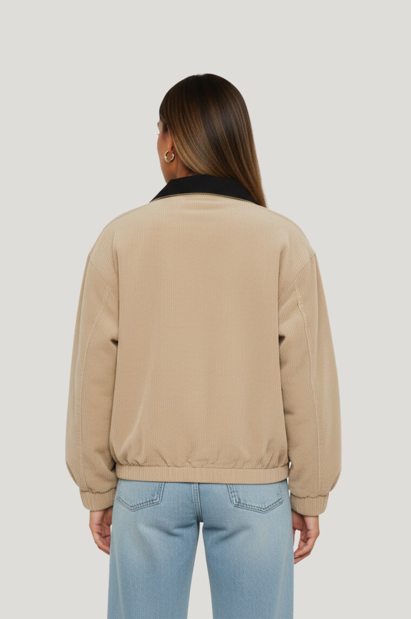 Loose fit dames jas met rits & revers, minimalistische chic