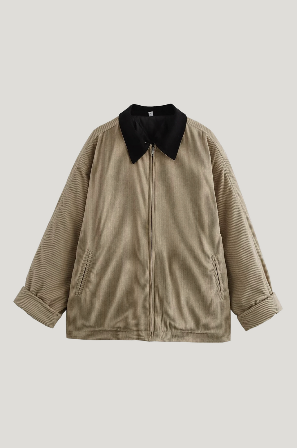 Loose fit dames jas met rits & revers, minimalistische chic