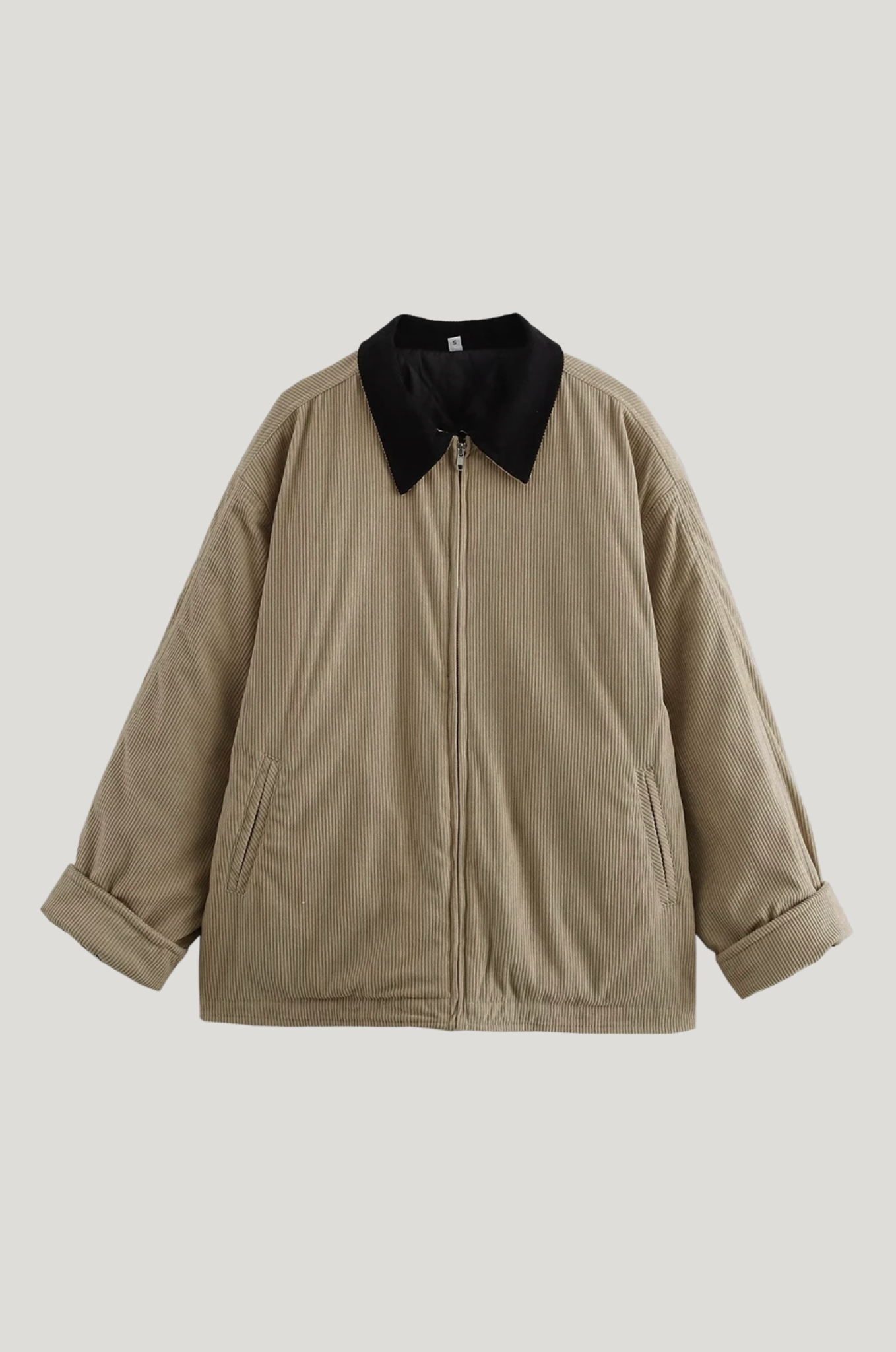 Loose fit dames jas met rits & revers, minimalistische chic