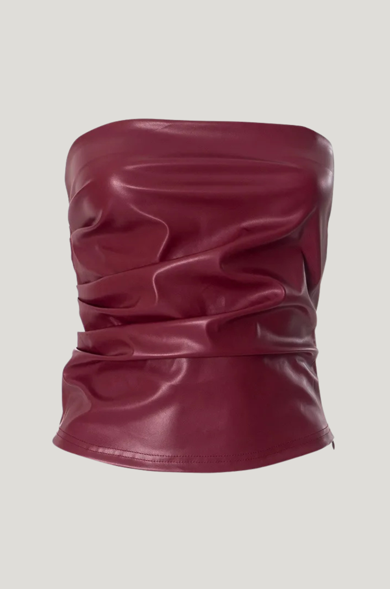 Strapless bodycon crop top – leerlook