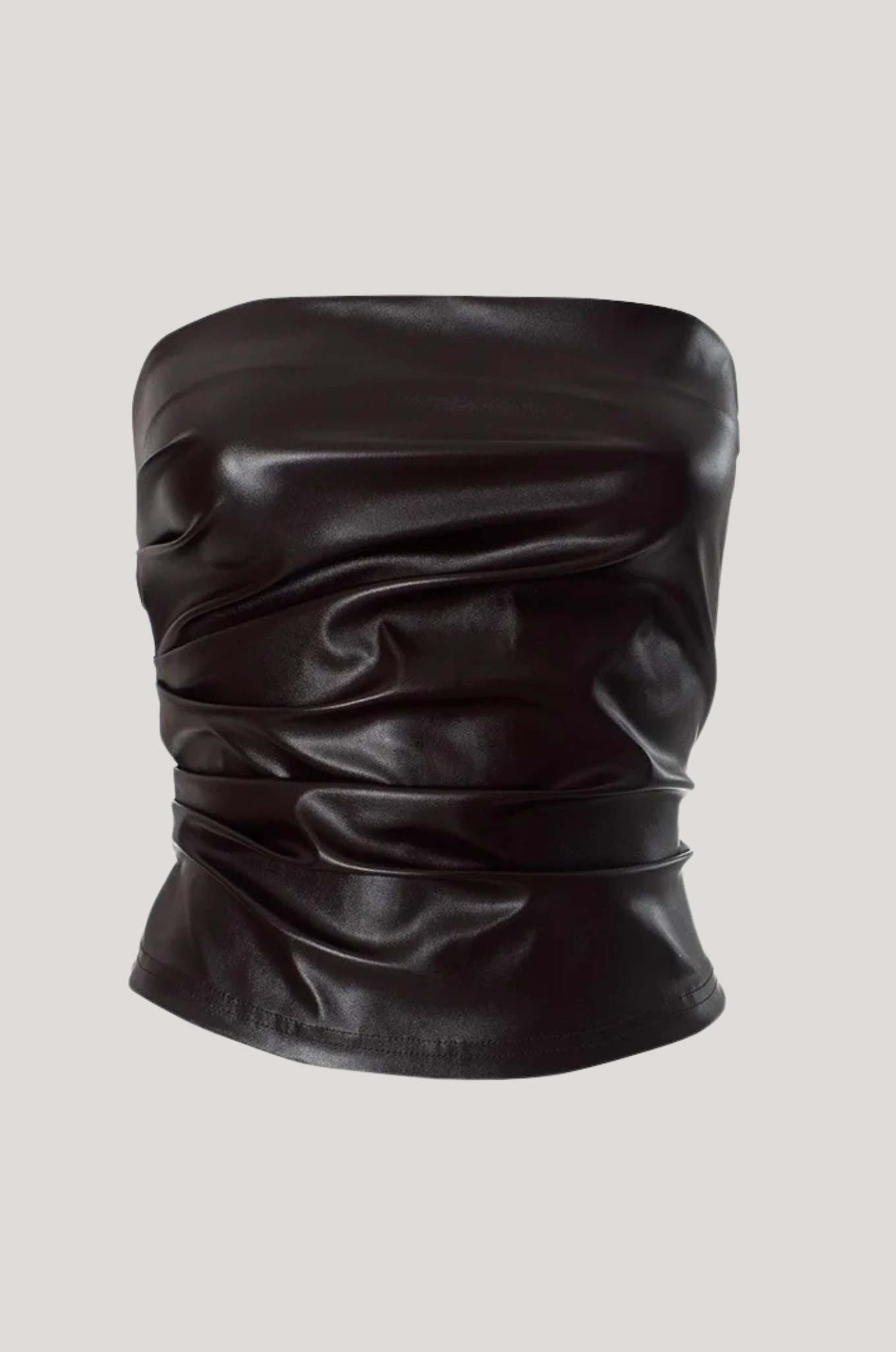 Strapless bodycon crop top – leerlook