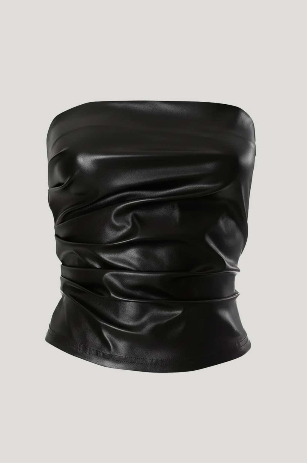 Strapless bodycon crop top – leerlook