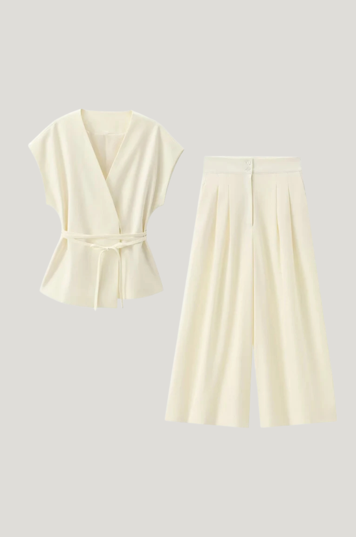 Mouwloos pak – V-hals & tailored