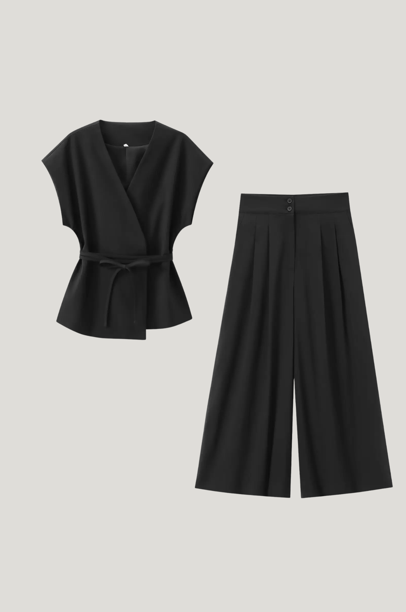 Mouwloos pak – V-hals & tailored