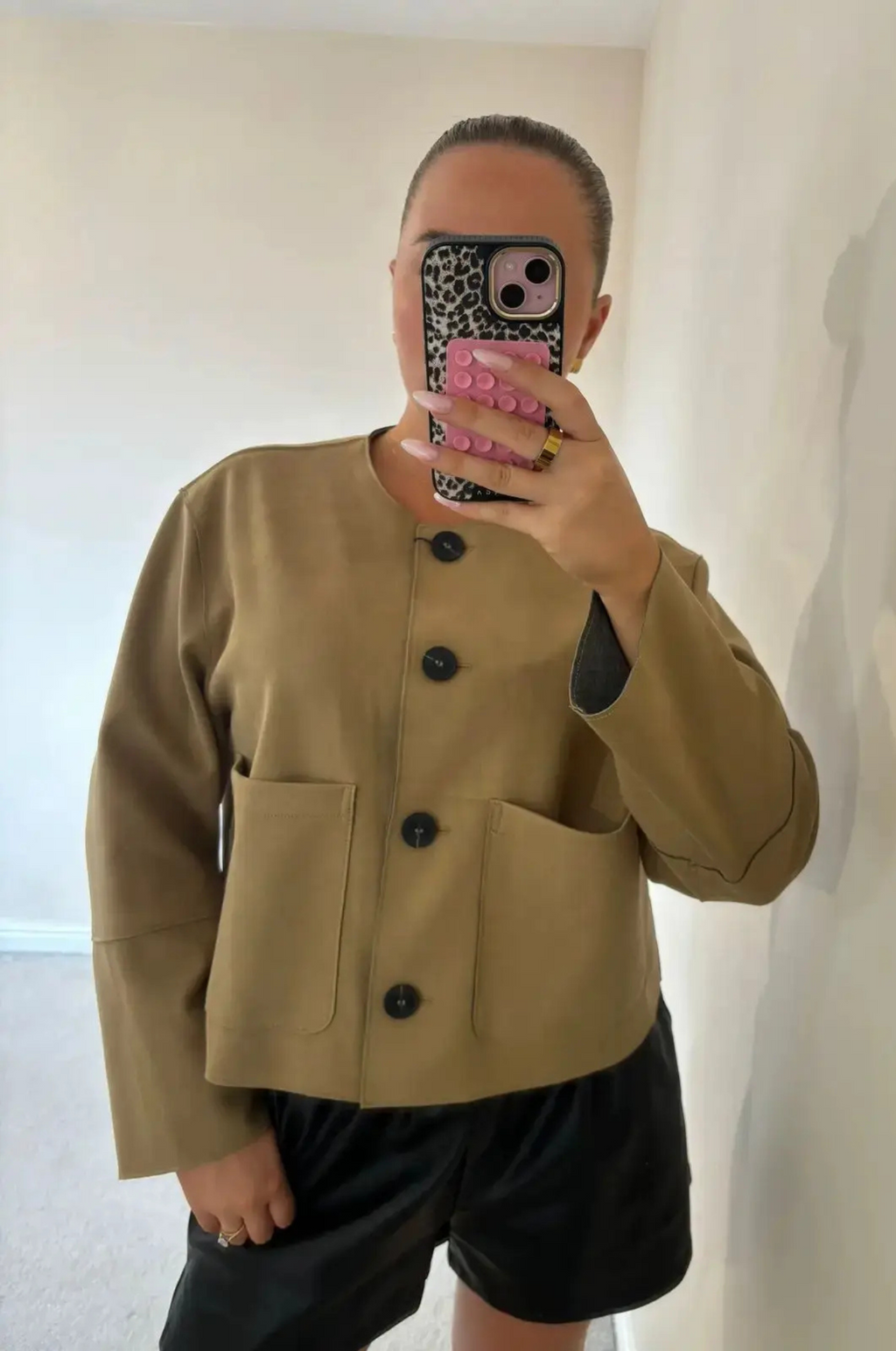 Dames suède-look varsity bomber – warm