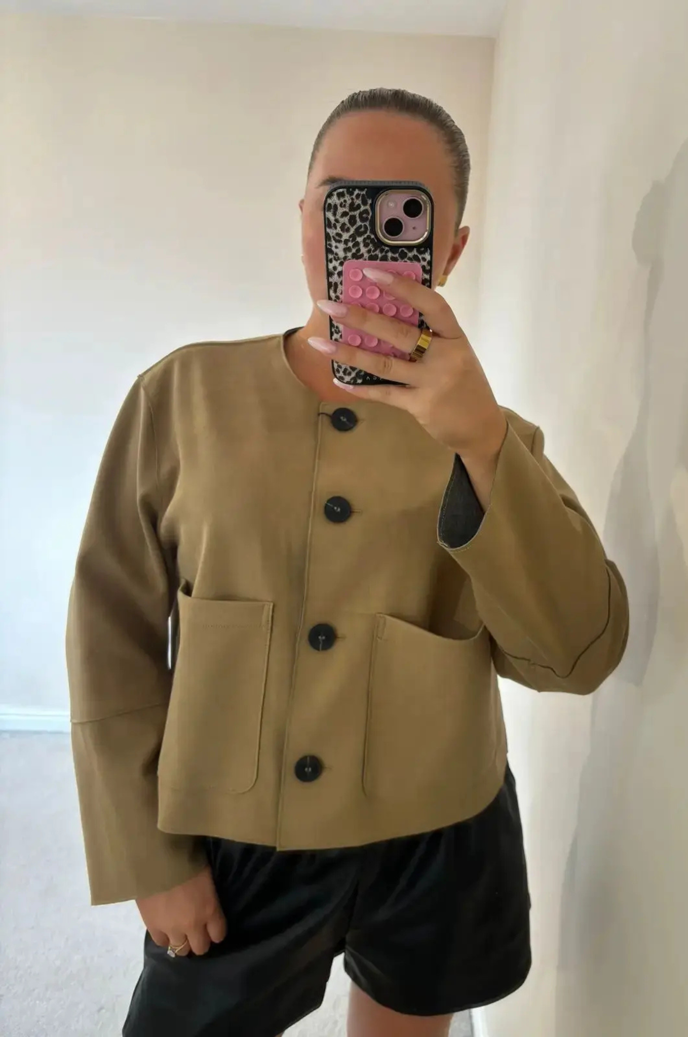 Dames suède-look varsity bomber – warm