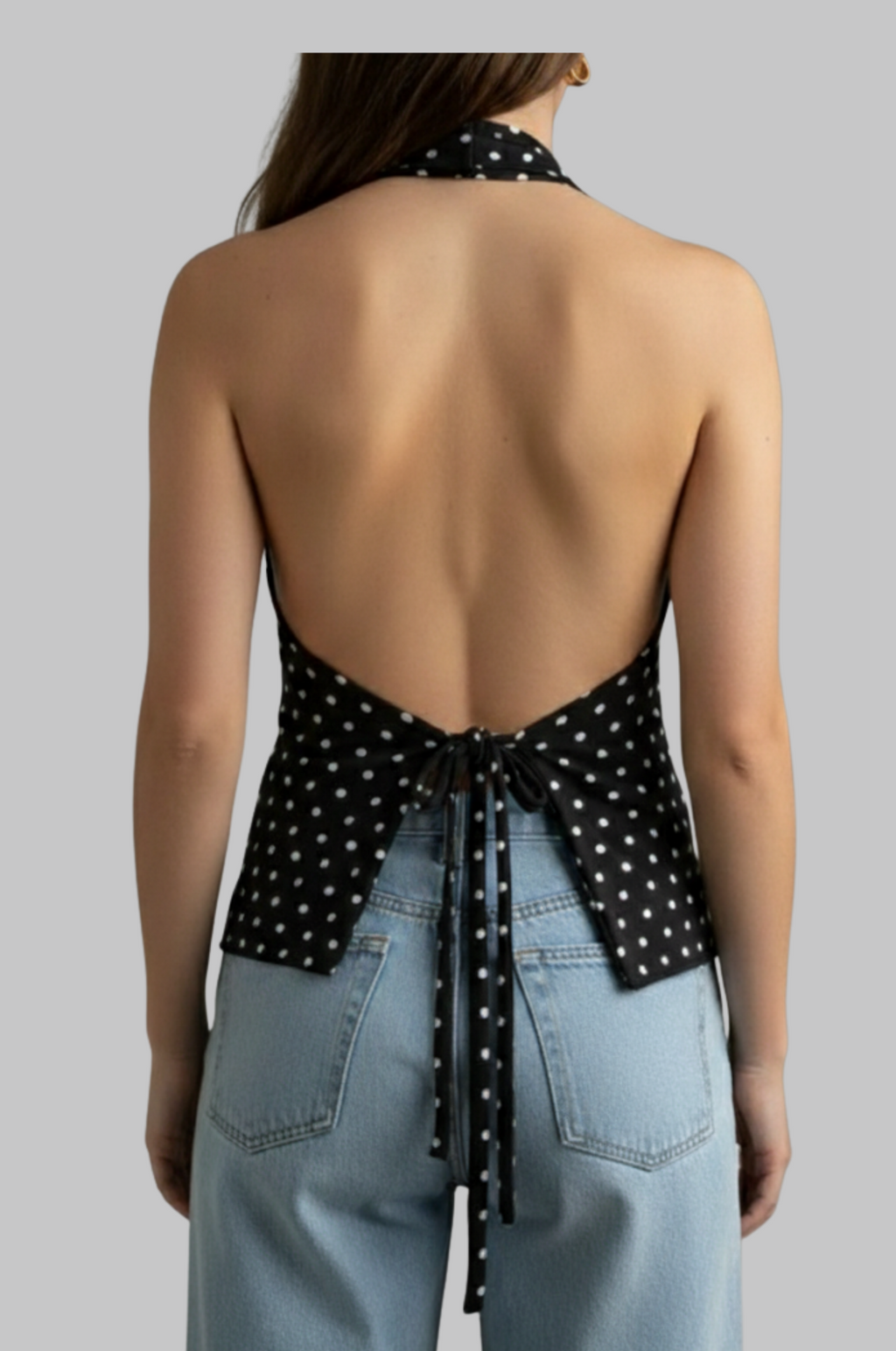 Polka dot halter crop top – open rug