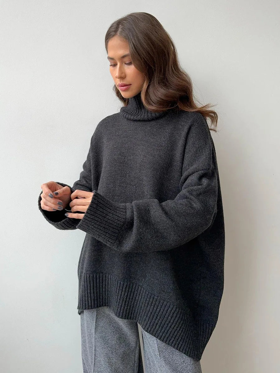 Winter coltrui voor dames – dikke gebreide oversized sweater