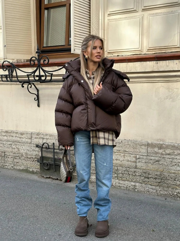 Bruine Korte Winterjas Dames