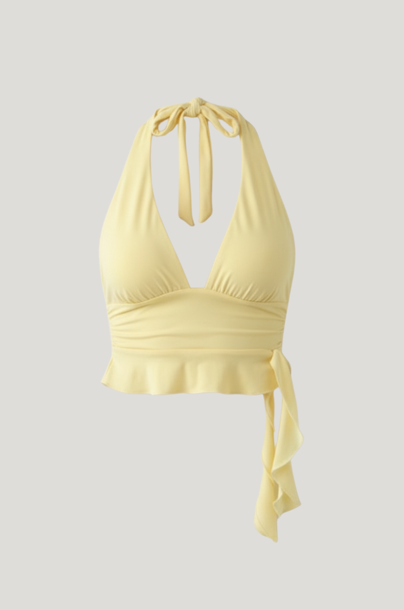 Deep V-neck top – plissé & slim