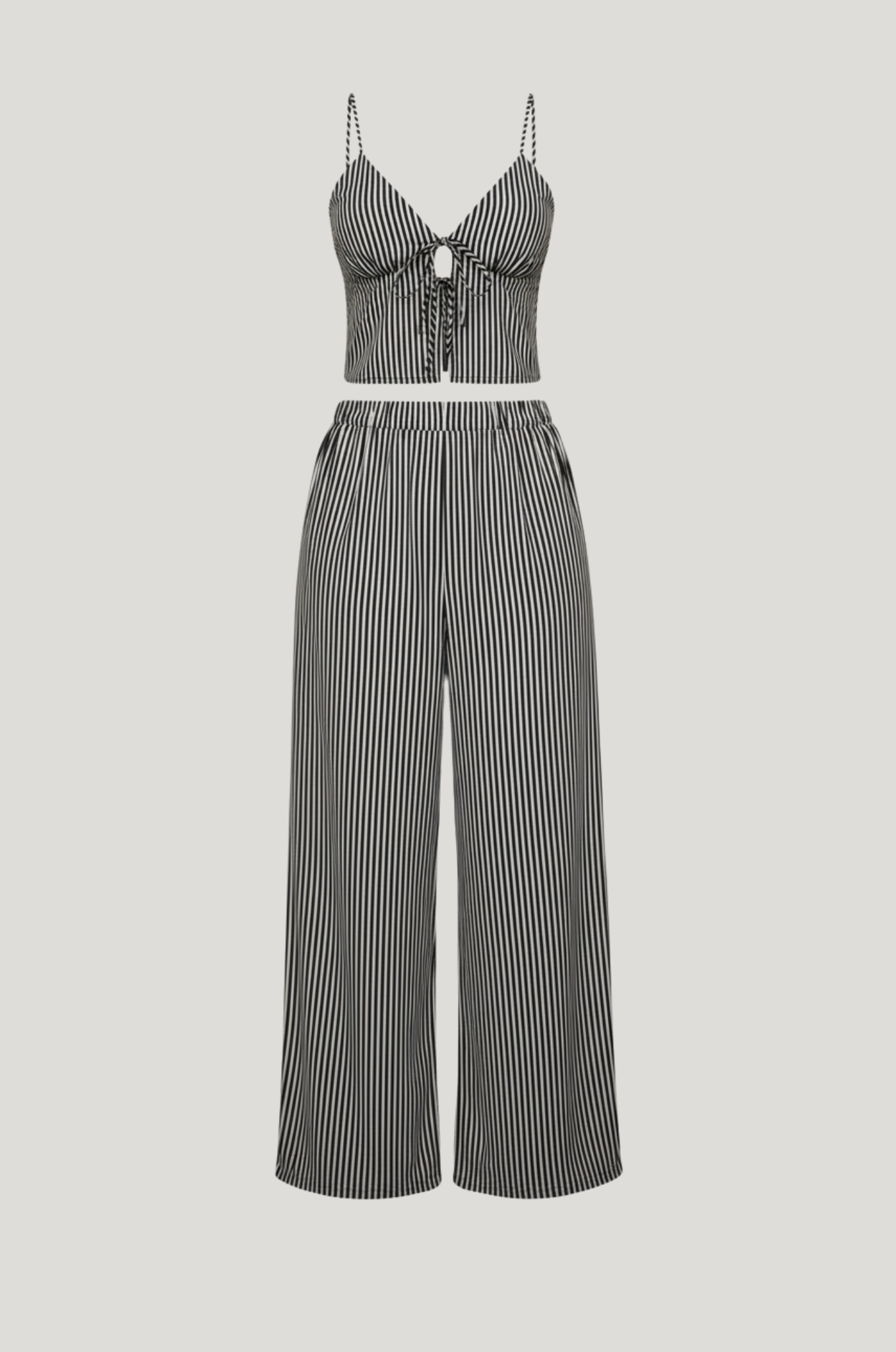 Gestreepte set – halter & rechte broek