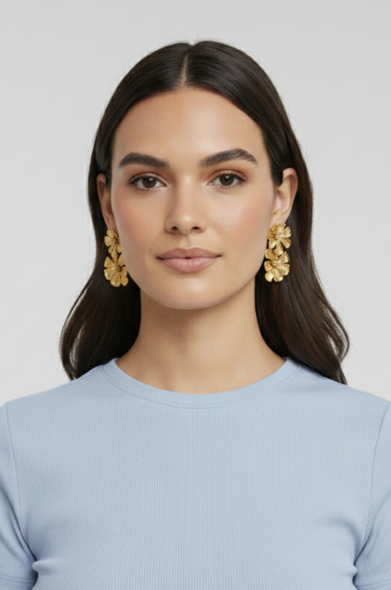 Vintage bloem oorbellen – dubbele laag