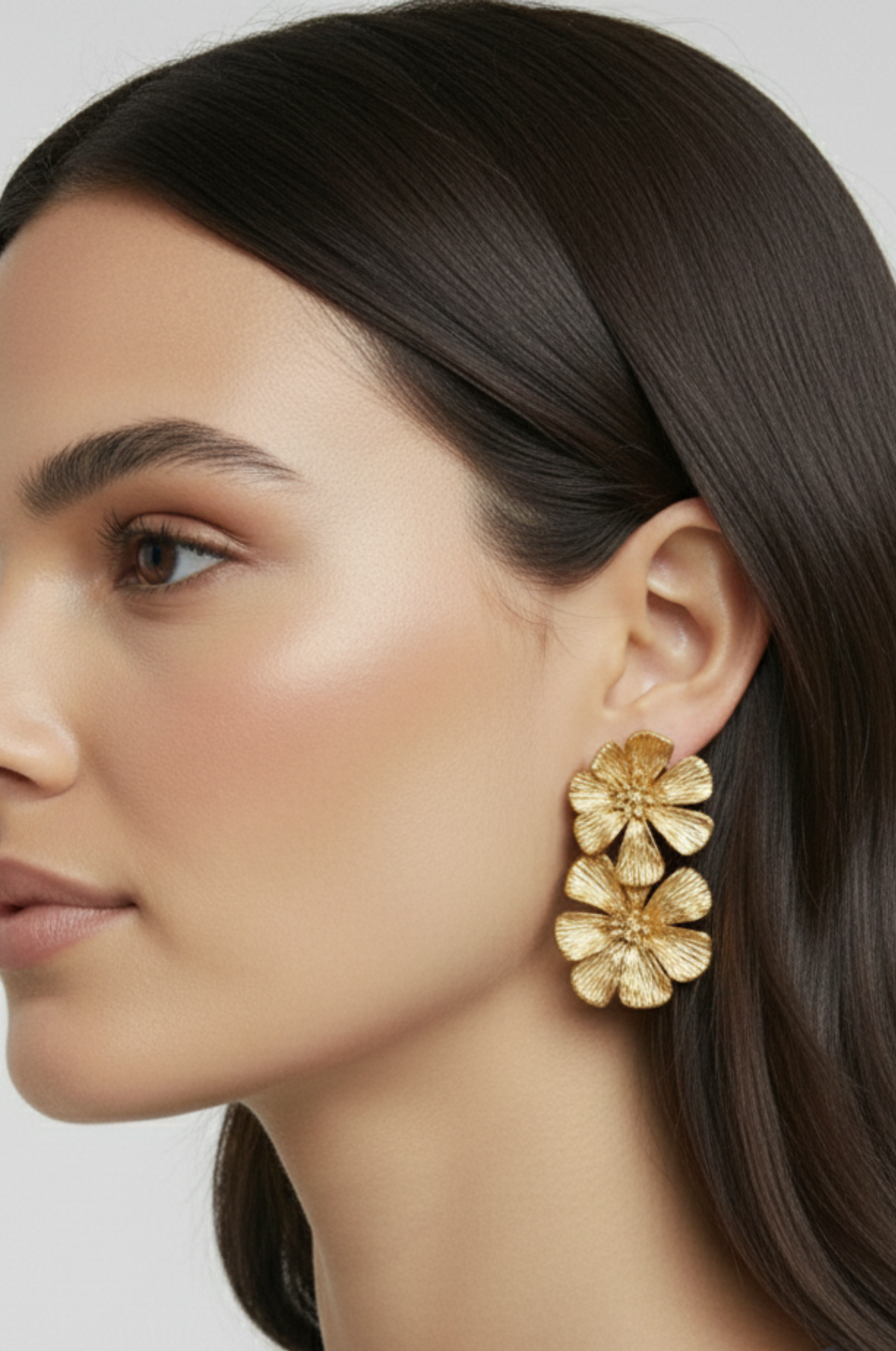 Vintage bloem oorbellen – dubbele laag