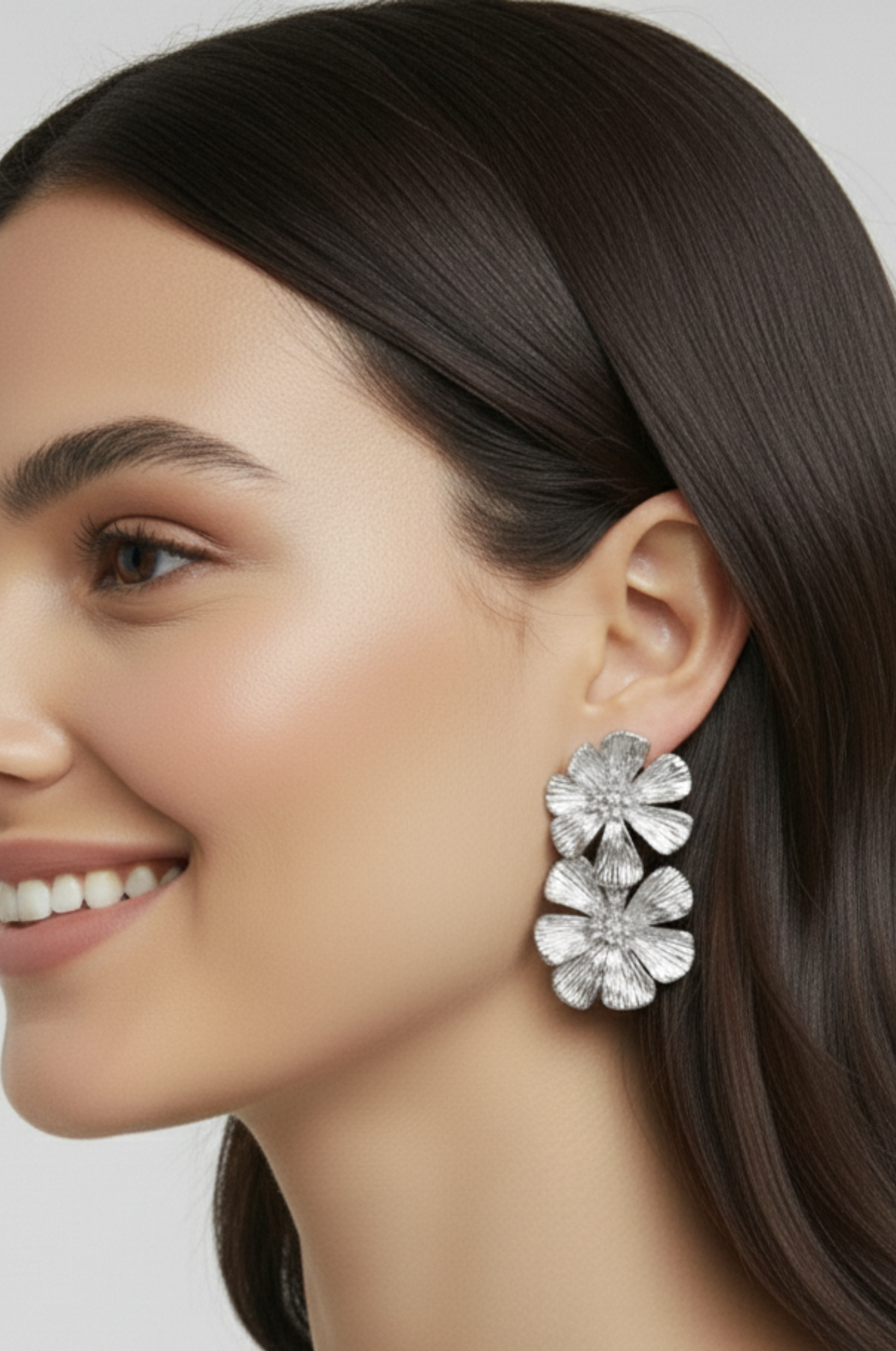 Vintage bloem oorbellen – dubbele laag