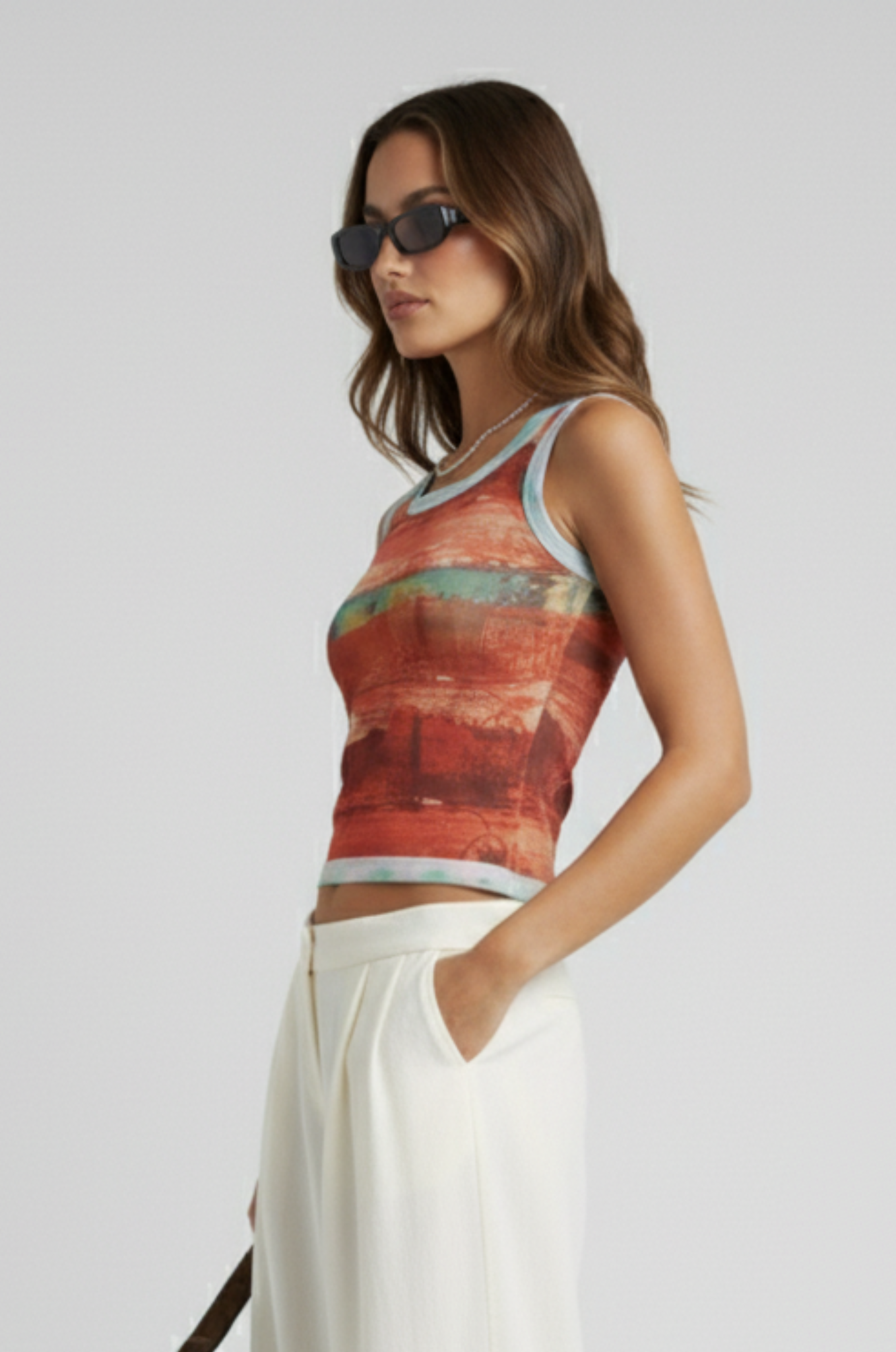 Vintage mesh tanktop – slim fit, ademend