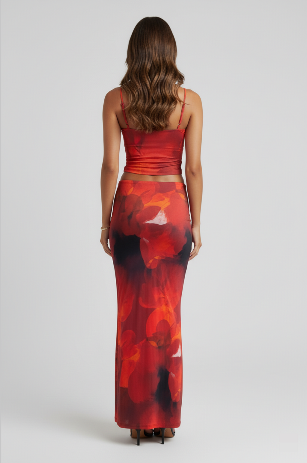 Tie-dye set – V-hals top & maxi-rok