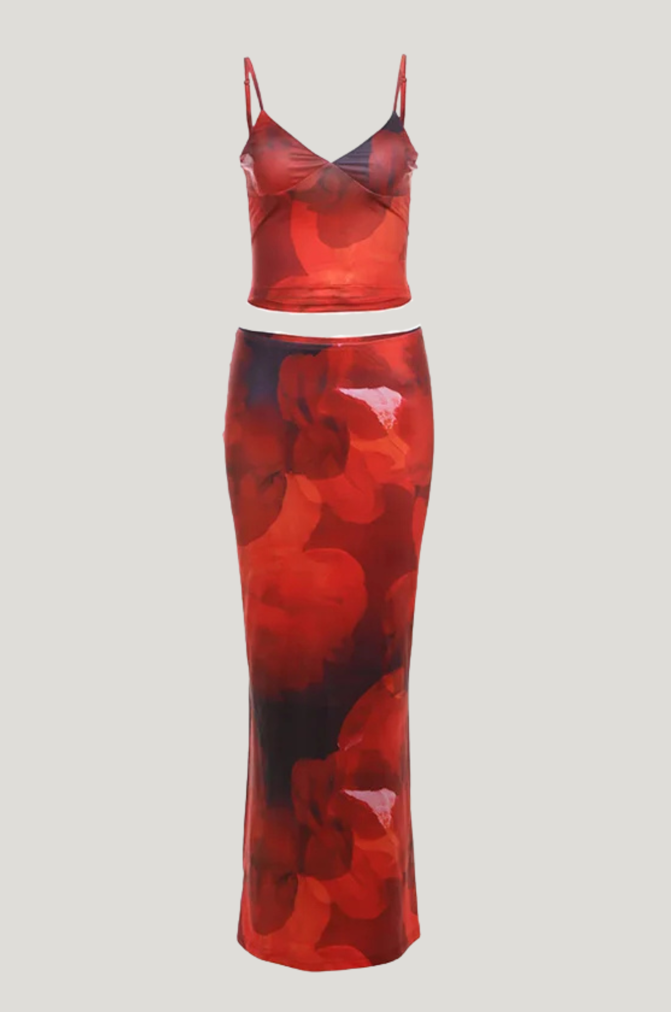 Tie-dye set – V-hals top & maxi-rok