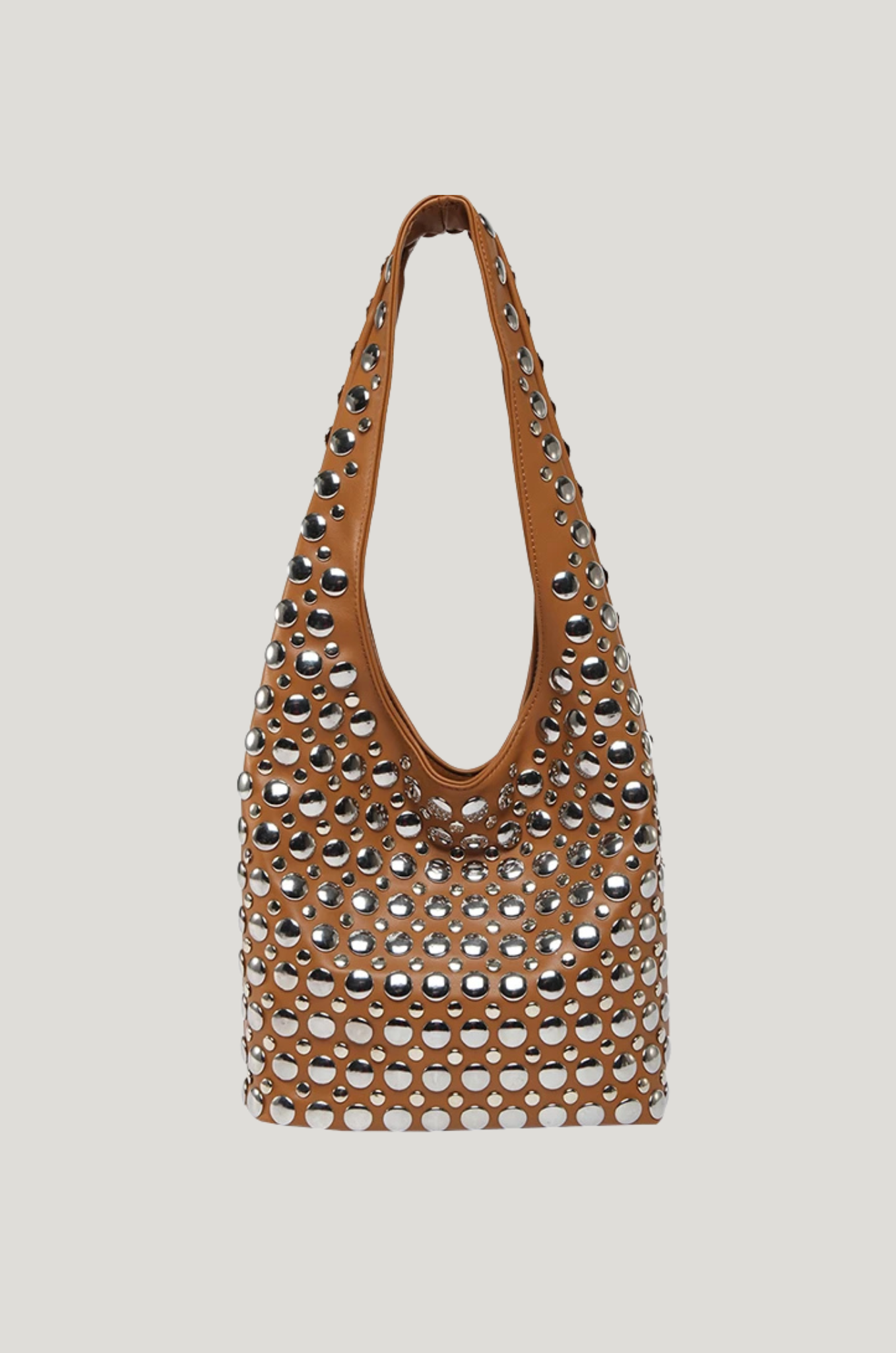 Zwarte PU schoudertas – studs & ruim