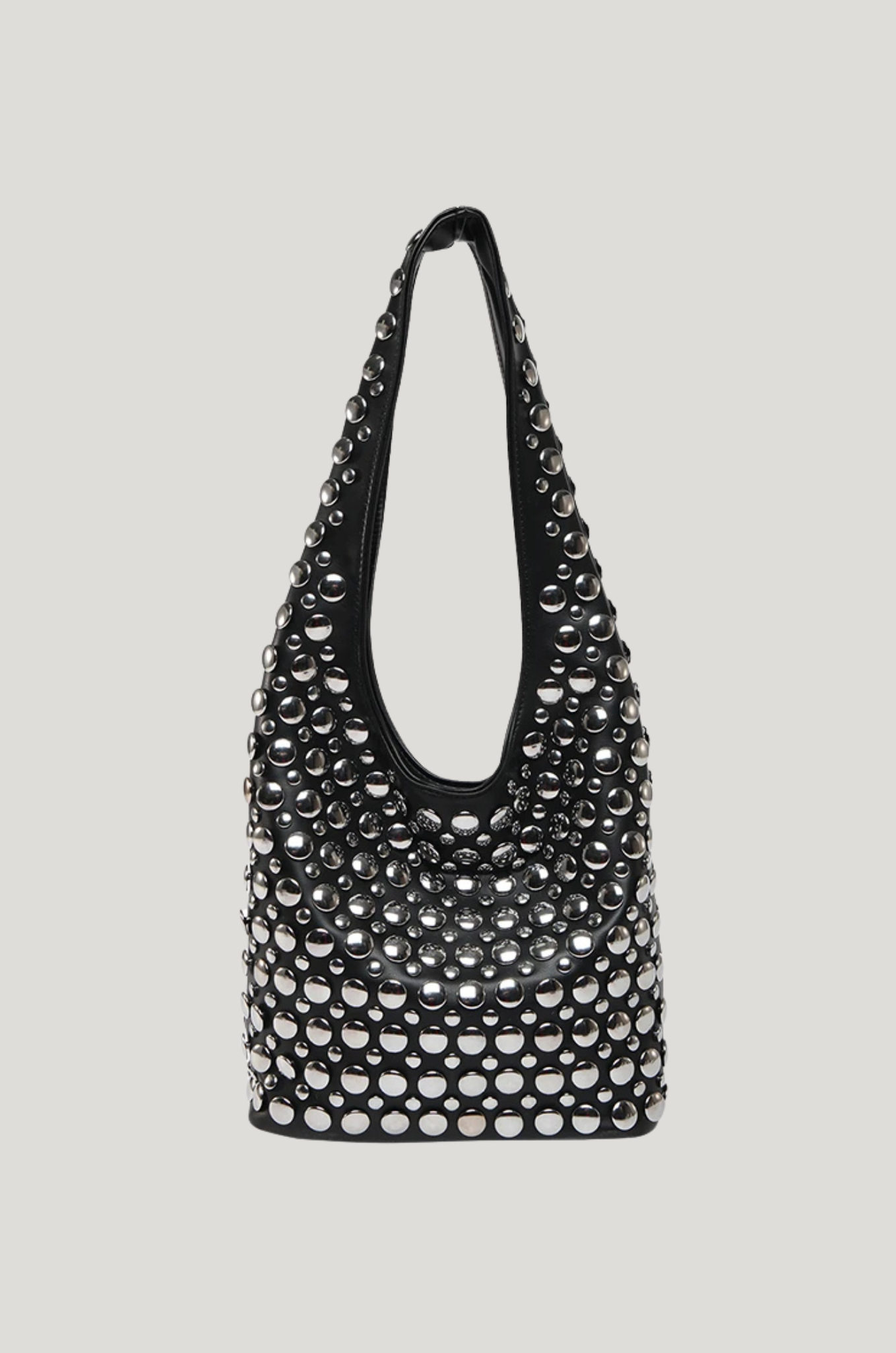 Zwarte PU schoudertas – studs & ruim